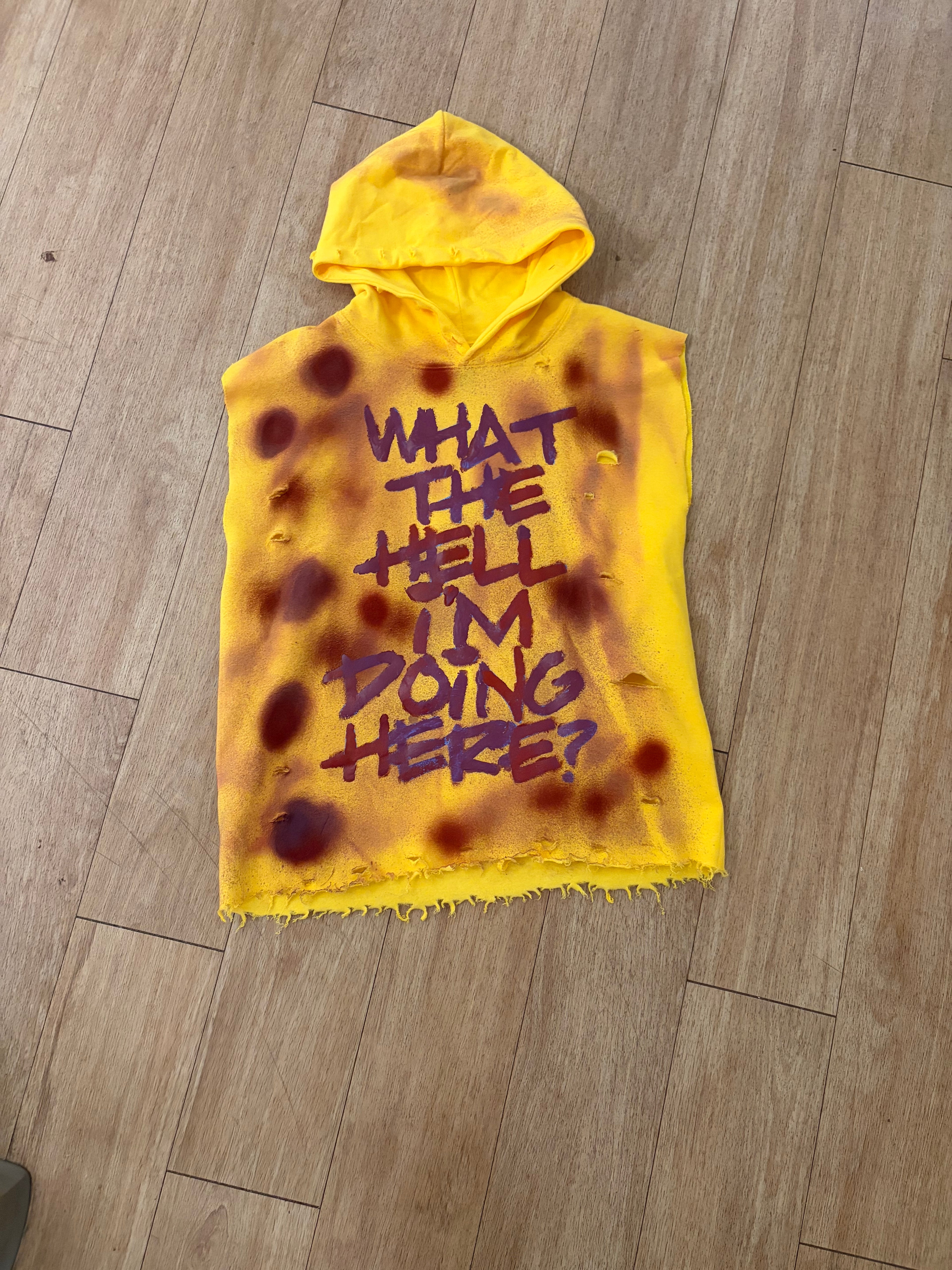 ‘WHAT THE HELL IM DOING HERE’’ Muscle Hoodie